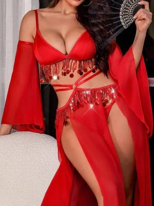 Kadınlar İçin Kırmızı Seksi Or - Sheer Mesh Bra incelemesi ve fiyatı